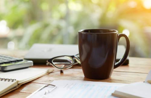 coffee cup on a desk