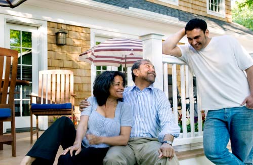 family enjoying themselves in their backyard