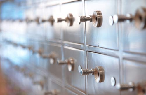 Safe deposit boxes in a bank