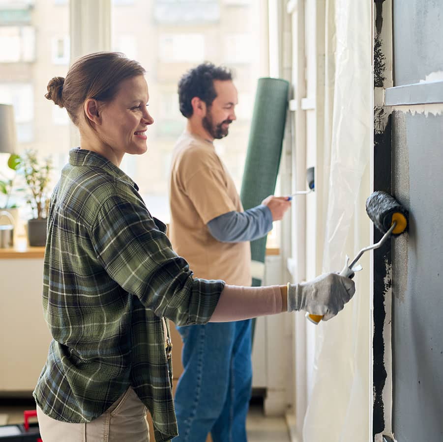 A couple working on a home renovation project